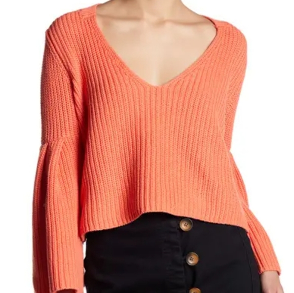 Free People Tops - Free People Damsel Bell Sleeve Knit Crop Small